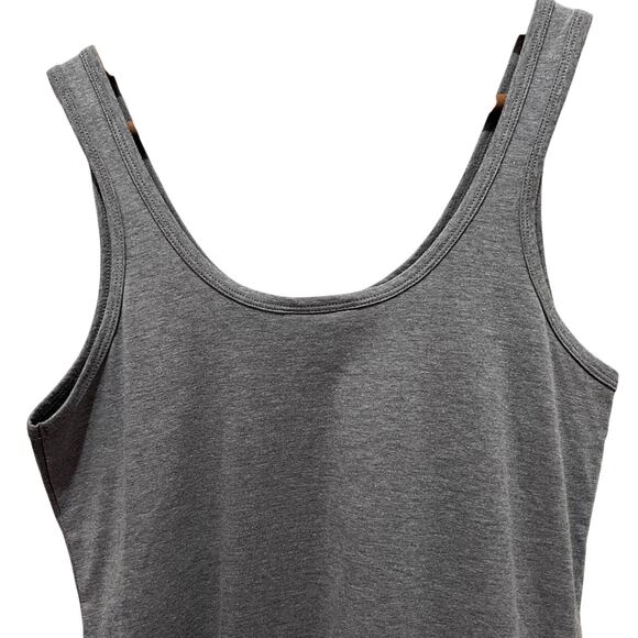 GUESS Metallic Front Logo Tank Top Sz LG Gray Jersey Scoop Neck Sleeveless - Picture 4 of 8